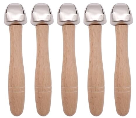 Nicear 5 Stück Handglocke Holz Schellenstab Schellen Rassel Glocken Musikinstrumente Handglocken Rassel Für Weihnachtsfeier