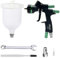 HVLP Pistolet à air professionnel à alimentation par gravité, buse de 1,3 mm avec gobelet en plastique 600 cc, pulvérisateur de peinture pour peinture et vernis de voiture (noir)