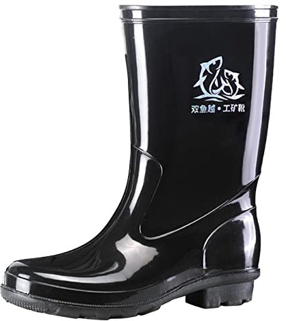 cfpqv Stivali da pioggia da uomo, impermeabili, in gomma, per giardinaggio, da pioggia, da uomo, leggeri, Nero , 43 EU