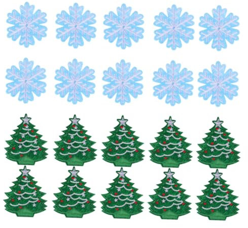 SHINEOFI 20Stücke Weihnachtsbaum Gestickte Aufnäher Festliche Applikationen für Kleidung Taschen und Hüte für Langlebige Nutzung Kreative Weihnachtsdeko