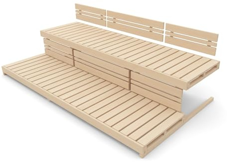 Suleno Saunabank- /Rückenlehnenset MALMÖ, AST-, Harz- &, 220 x 60 cm | splitterfrei, Formstabil & Hitzebeständig, Kürzbar, 3 Größen, Saunaliege, Rückenlehne, Bankblende, Ideal zum Sauna Selbstbau