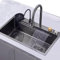 SFSLBFB Fregadero de Cocina Negro con Grifo Cascada, Fregadero de Acero Inoxidable con lavaplatos, Fregadero Grande Negro, Fregadero de Restaurante, Accesorios completos (tamaño: 68 x 45 cm)