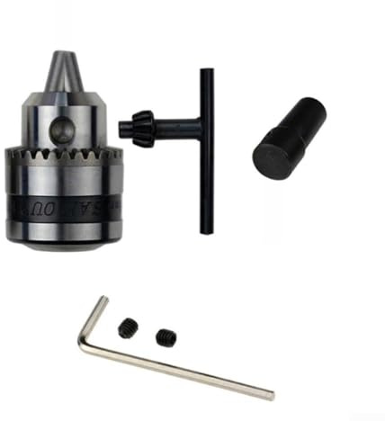 Oniissy Precision B12 Mandrin de perceuse avec clé et adaptateur, plage de serrage de 1,5 à 10 mm, construction métallique pour fraiseuse, tour, perceuse, travail du bois (arbre de mandrin 6 mm)