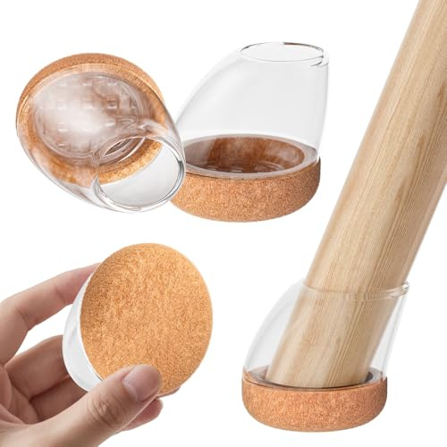 RCHYFEED Protection Pied de Chaise, 24 Pièces Protecteurs de Sol en Silicone avec Feutre enveloppé, Reduire Le Bruit éviter Les Rayures, Ronde14-20mm
