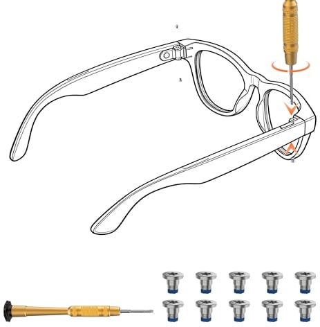 HiBloks - Set di cacciaviti e viti per occhiali Ray-Ban Meta Wayfarer/Skyler/Headliner Gen 2 e Oakley Meta HSTN, include 1 cacciavite e 10 viti per occhiali intelligenti Meta Gen 2