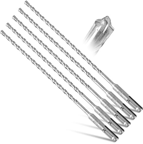 LDHHYH SDS Plus Drill Bit 6 mm x 260 mm Masonry Drill Bit 6 mm Hammer Drill Bit Reinforced Concrete Drill Bit for Hard Concrete, Natural Stone, Artificial Stone, Masonry Pack of 5