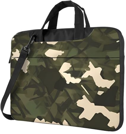 BYPPJGH Laptop-Umhängetasche für Herren und Damen, Armee-Camouflage, Aktentasche, Kuriertasche, mit Tragegriff, wasserdichte Laptop-Hülle, Schwarz , 14 inch