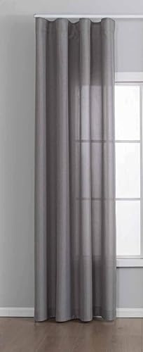 Gardinenbox Vorhang Cationic mit Wellenband »Wien« HxB 245x145 cm Grau 1:2 Wellenband Bleibandabschluß Knitterarm Wellfall 2025110