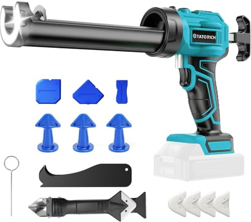 Cordless Caulking Gun for Makita 18V Battery(No Battery), Electric Silicone Sealant Gun w/ 4 Adjustable Speeds, LED Light, Drip-Free Adhesive 300ml Caulk Gun for Filling, Sealing