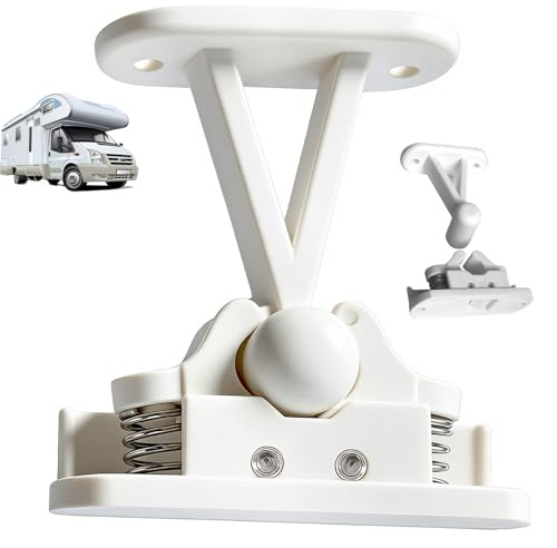 Static Caravan Door Retainer Catch, Windproof T-Type Caravan Door Retainer Catch, Motorhome Door Retainer, Suitable Caravan Door Latch for RV Camper Boat Motorhome (White)