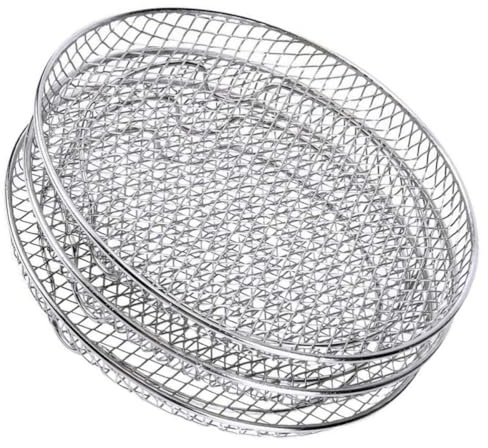 MAGICLULU Accessorio per Friggitrice ad Aria in Acciaio Inox, Griglia Tonda Impilabile a 3 Strati Conduzione del Calore, Pratico per Cucina