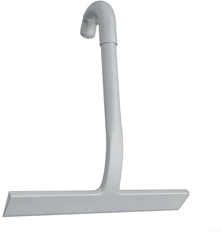 Fauhapyway Raclette de douche en silicone avec crochet intégré, poignée ronde ergonomique pour portes en verre, pour fenêtres, miroirs, noir (gris)