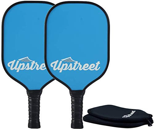 Upstreet - Raqueta de grafito para paddle y pickleball con funda de neopreno, ligera, de compuesto polipropileno, auténtico, Medium, Verde azulado
