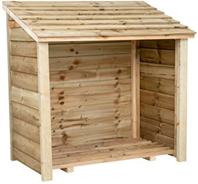 Wooden Log Store (1 cubic meter capacity) (W-119cm, H-118cm, D-71cm) (Light Green (Natural))