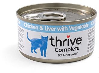 Thrive Wet Cat Food Chicken & Liver with Vegetables Complete Food for Adult & Senior Cats Nutritious Gourmet Quality Cat Food Tins 75g 6pk.