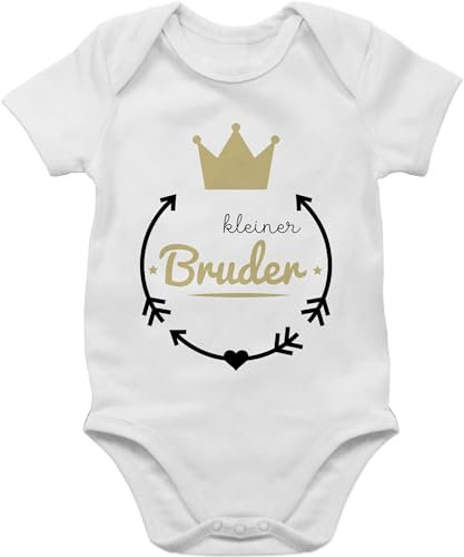 Baby Body Junge Mädchen - Kleiner Bruder - 6/12 Monate - Weiß - familienshirts little brother outfit lil bro kleinen bodys baby-body brüder 2024 kleine strampler geschenk zur geburt geschenke