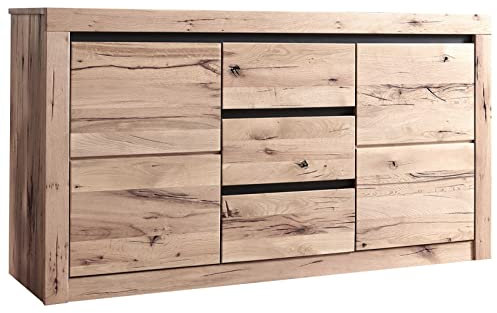 Massivmoebel24.de Sideboard Zerreiche 155x45x85 bianco geölt MONTREUX #227