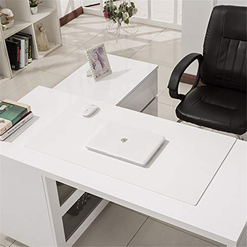 LL-COEUR Büro Leder Mauspad Multifunktional Schreibtischunterlage Wasserdicht Mausmatte Dick 3.5mm (Weiß, 800 x 500 x 3.5 mm)