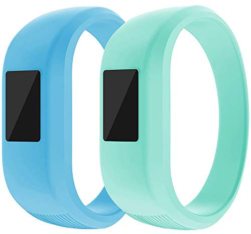 ZSZCXD Ersatz-Armband für Garmin Vivofit Jr/Vivofit Jr.2, weiches Silikon, für Garmin Vivofit Jr/Vivofit Jr.2, klein und groß (für Kinder), 2Pcs, SkyBlue&Teal, Large: 6.6