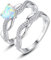 VIKI LYNN Synthetischer Opal Ring Damen-Verlobungsring aus 925er-Sterlingsilber, Herz-Opal, Ring-Set für Hochzeit, Ewigkeit und Verlobung