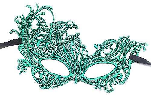 Givbro Venezianische Maske mit Spitze, geheimnisvolle Augenmaske für Frauen, Weihnachten, Halloween, Party, Maskerade, Ball, Kostüm, 1 Stück grün