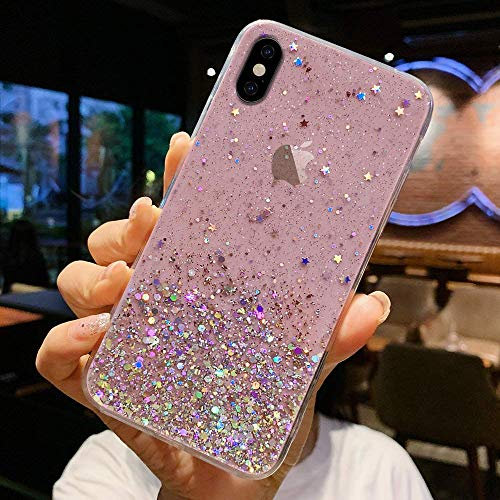 LCHULLE Girls iPhone 11 Glitter Cover Paillette Case Sparkle Bling Protective Clear TPU Bumper Silicone Case Back Cover Pink