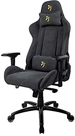 Arozzi Verona Signature Soft Fabric Ergonomic Computer Gaming/Bürostuhl mit Liegestuhl, schwenkbar, neigbar, Wippe, 4D Armlehnen und Nacken- und Lendenkissen