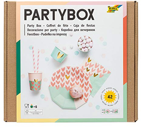 folia 45302 - Party - Box Girls, 42 Teile (für ca. 6 Personen), schöne Tischausstattung für Geburtstage, Feste und vielen weiteren Anlässen