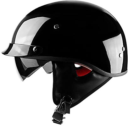 BDTOT Halbschalenhelm mit Ece Jethelm Retro mit Visier Motorrad-Helm Brain-Cap Halbschale Retro Roller Helm Moped Halbschale Scooter-Helm Retro Half Helm für Cruiser Chopper
