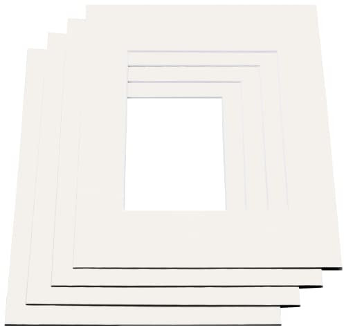 LIVINGTREE 5X Passepartout Creme (Außengröße: 21x30 cm/Innengröße: 13x18 cm) für Fotos und Bilderrahmen, 1,4mm stark, Museumsqualität, 45° Schnittkante, Made in Germany