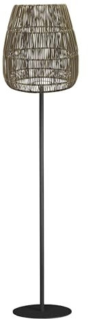 PR Home of Scandinavia Terrassen Rattan Stehleuchte grau beige Agnar IP44 154cm E27