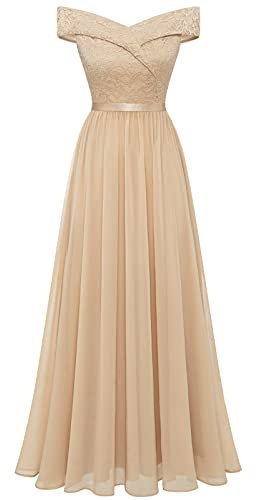 Bbonlinedress Robe de Demoiselle Honneur Soirée Cocktail Promo Robe de Mariage Cérémonie Anniversaire pour Bal Fête Champagne XL-2