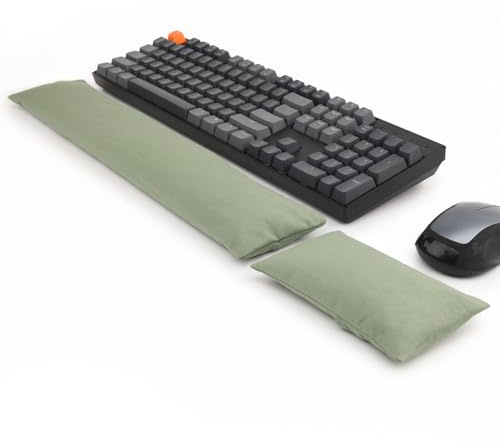 Tastatur- und Maus-Handgelenkauflage, Sitzsack-Set, ergonomisches Mauspad, Tastatur-Handgelenkstütze, gefüllte Ergo-Perlen, einfaches Tippen, Laptop, Desktop-Computer (Light Army Green)