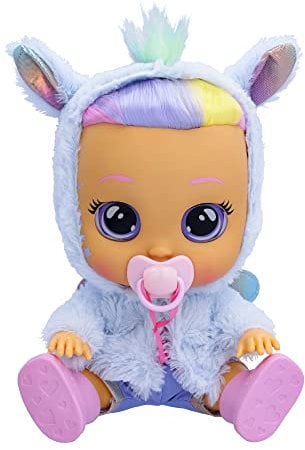CRY BABIES Dressy Fantasy Jenna, Interaktive Puppe, die echte Kullertränen weint. Mit Haaren zum Stylen, wechselbarer Kleidung und Accessoires – Spielzeug und Geschenk für Kinder