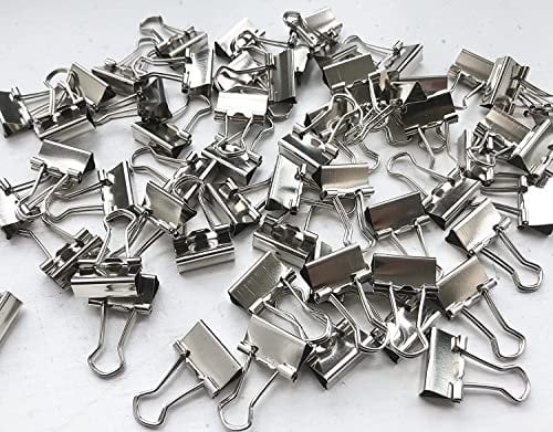 15mm, Small Silver Metal Design Foldback Clips Paper Binder Clamps Clips Colour 60 Pcs