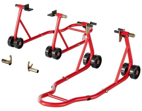 SPECSTAR Cavalletti per Moto Portata 400 KG Sollevatore Anteriore Posteriore con Forcellone Regolabile a U+L Cavalletti da Paddock Robusti