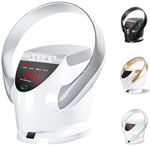 O·Lankeji Ventilatore Senza Lama A Parete con Ventola Silenziosa Multifunzione Remota per La Casa Ventilatori Regolabili A 8 velocità per Aria di Raffreddamento per Casa, Letto, Ufficio E Scrivania