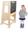 Aomdom Lernturm ab 1 Jahr, Montessori höhenverstellbarer Hochstuhl, Learning Tower, Küchenturm aus Natur Holz, Kleinkind Stabiler Lernstuhl für Küche, Baby Sicherheit