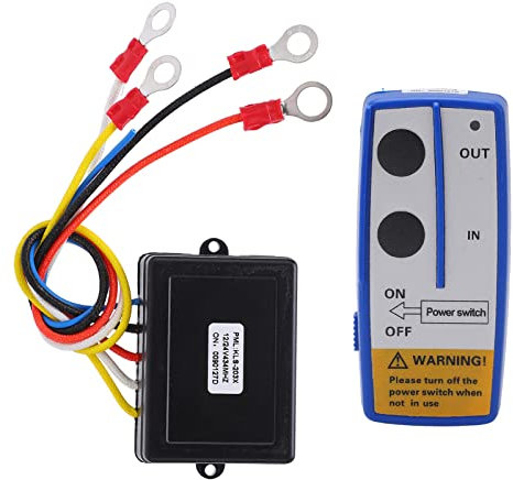 Aramox Drahtlose Winden-Fernbedienung für LKW ATV SUV, Universelles Winden-Fernbedienungs-Schalter-Kit, mit Empfänger 12V 24V (Blau)