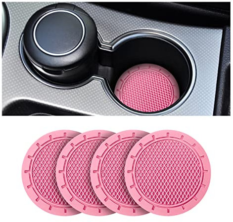 CGEAMDY Untersetzer für Becherhalter Auto, Universeller Untersetzer aus Silikon für das Auto, Anti-Rutsch Und Haltbar, 7cm Durchmesser, Autozubehör Innenbereich (Rosa)