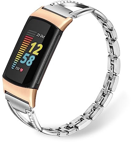 TRUMiRR Leder Armband Ersatz für Fitbit Charge 6/Fitbit Charge 5 Armband, Mesh Gewebte Edelstahl Armband Metall Uhrenarmband Ersatzband für Fitbit Charge 5/Fitbit Charge 6