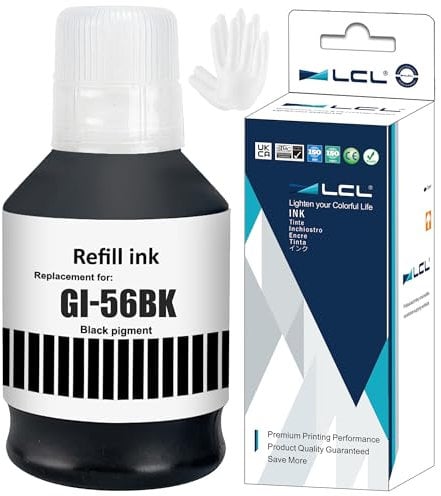 LCL Compatible Ink Bottle GI-56 GI-56BK (1PK Black 170ml) Replacement for Canon MAXIFY GX7050 GX6050 GX5050 GX4050 GX3050 Printers
