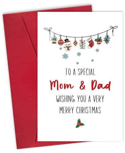 Leinessy Schöne Weihnachtskarte für Mutter, Vater, Mutter und Vater, Weihnachtskarte, Eltern Weihnachtskarte von Tochter Sohn