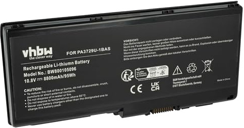 vhbw Akku kompatibel mit Toshiba Qosmio X500-14C | X500-167, X500-Q840S, X500-14D, X500-14W Notebook (8800 mAh, 10,8 V, Li-Ion)