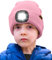 ATNKE Kids LED Beleuchtete Mütze mit Licht,Wiederaufladbare USB 4 LED Laufmütze Extrem Heller Lampe Winter Warme Stricken Mütze Großartig Geschenke für Jungen und Mädchen/Pink