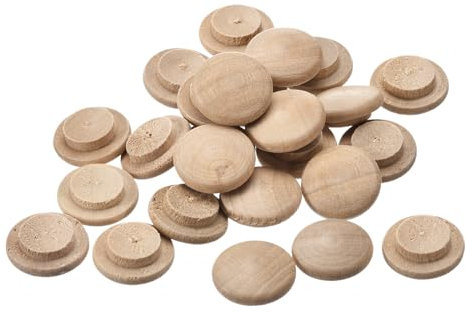 sourcing map Holzstopfen, 25 Stück 18 x 12 mm - Buchenholz-Knopfstopfen, Schraubenlochabdeckungen, dekorative Holzabdeckung für Treppenstühle, Möbel und Holzarbeiten