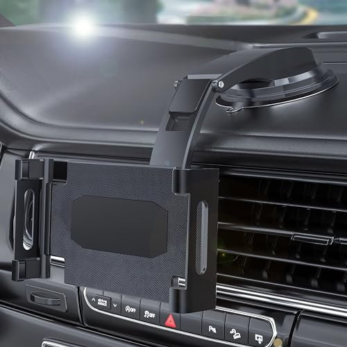 UNICOLD Car Dashboard Tablet Mount Holder, Mobile Holder, 360° Rotatable Suction Cup with Large Clamp Dash Phone Stand for iPad Pro, iPad Air/Mini, iPhone, Samsung Galaxy Tab, Kindle, Surface.