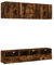 vidaXL Wohnwand 5-TLG., Schrankwand mit viel Stauraum, Wandmontage Anbauwand Fernsehschrank, Wohnzimmer Set Schrank Wandschrank, Räuchereiche Holzwerkstoff