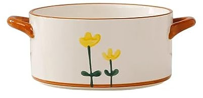 Cereal Bowl Deep Soup Bowls Soup Bowl Home with Two Ears Soup Spoon Ceramic Tableware Extra Large Deep Soup Basin Big Soup Bowl