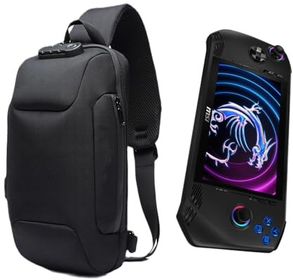 Shockproof Protective Crossbody Shoulder Chest Backpack Travel Home Storage Bag Carrying Case Compatible with MSI Claw A1M 7 Inch/MSI Claw 8 Ai+(Black)